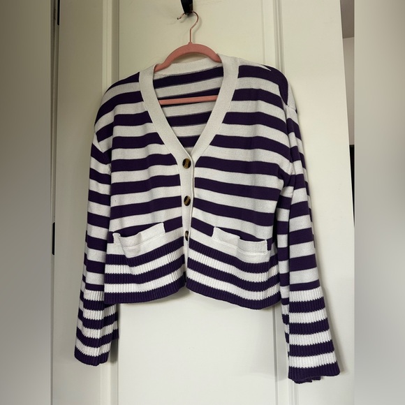 Striped Purple and White Sweater - Picture 12 of 14